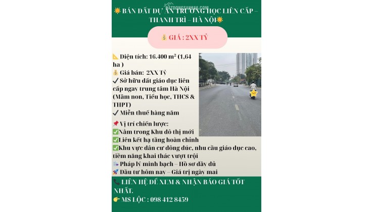  BÁN ĐẤT DỰ ÁN TRƯỜNG HỌC LIÊN CẤP –  THANH TRÌ – HÀ NỘI